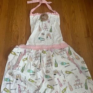 pink champange glasses apron